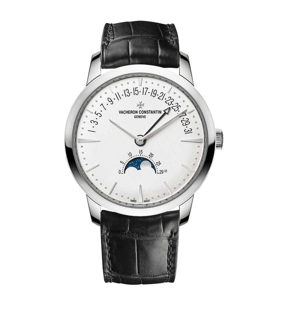 White Gold Patrimony Moon Phase Retrograde Date Watch 42.5mm