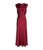 Sandro Paris Red Satin V-Neck Maxi Dress