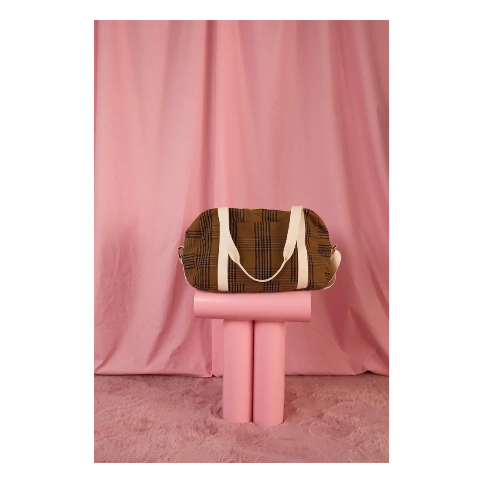 Rose in April - Raphaël Tartan diaper bag | Brown