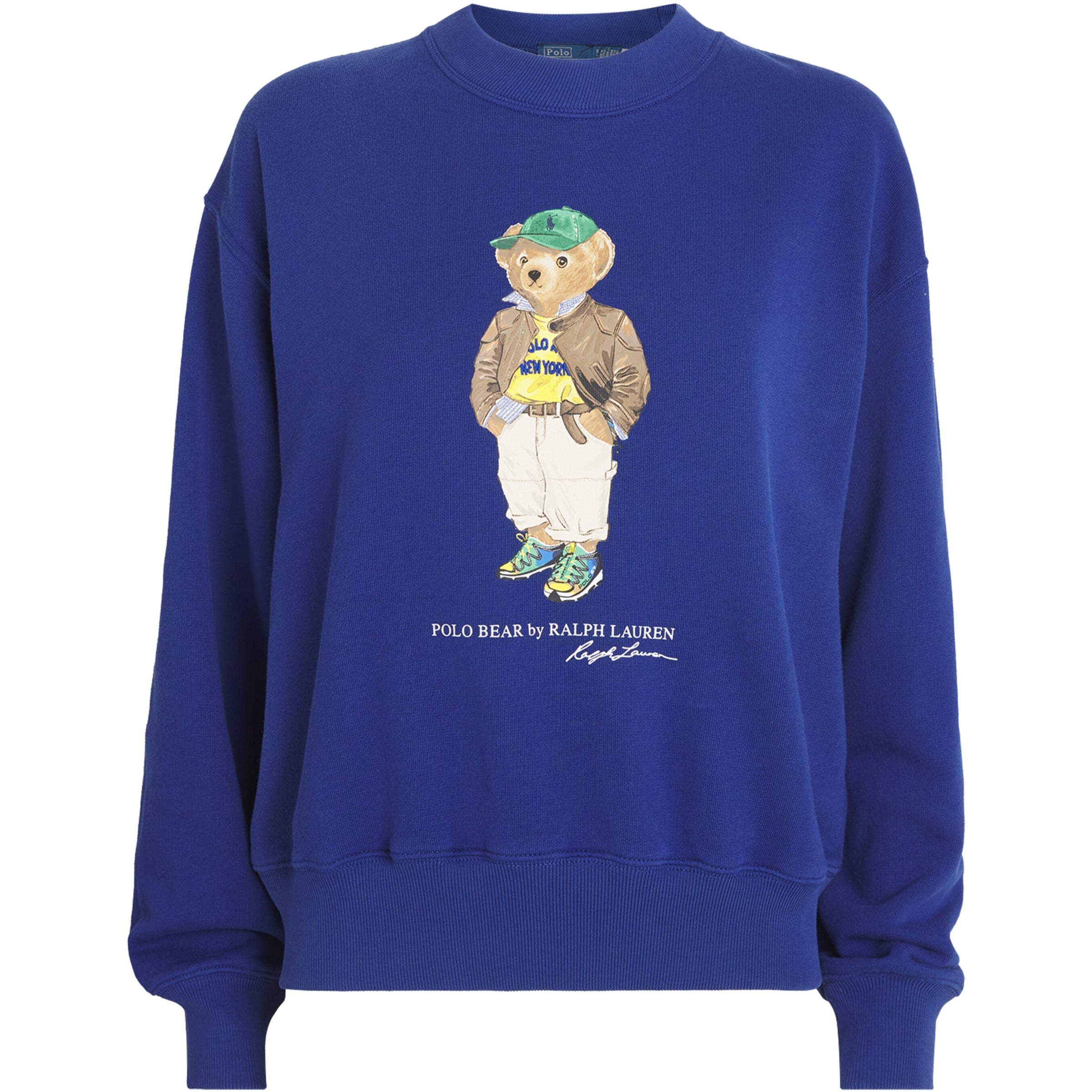 Blue Cotton-Blend Polo Bear Sweatshirt