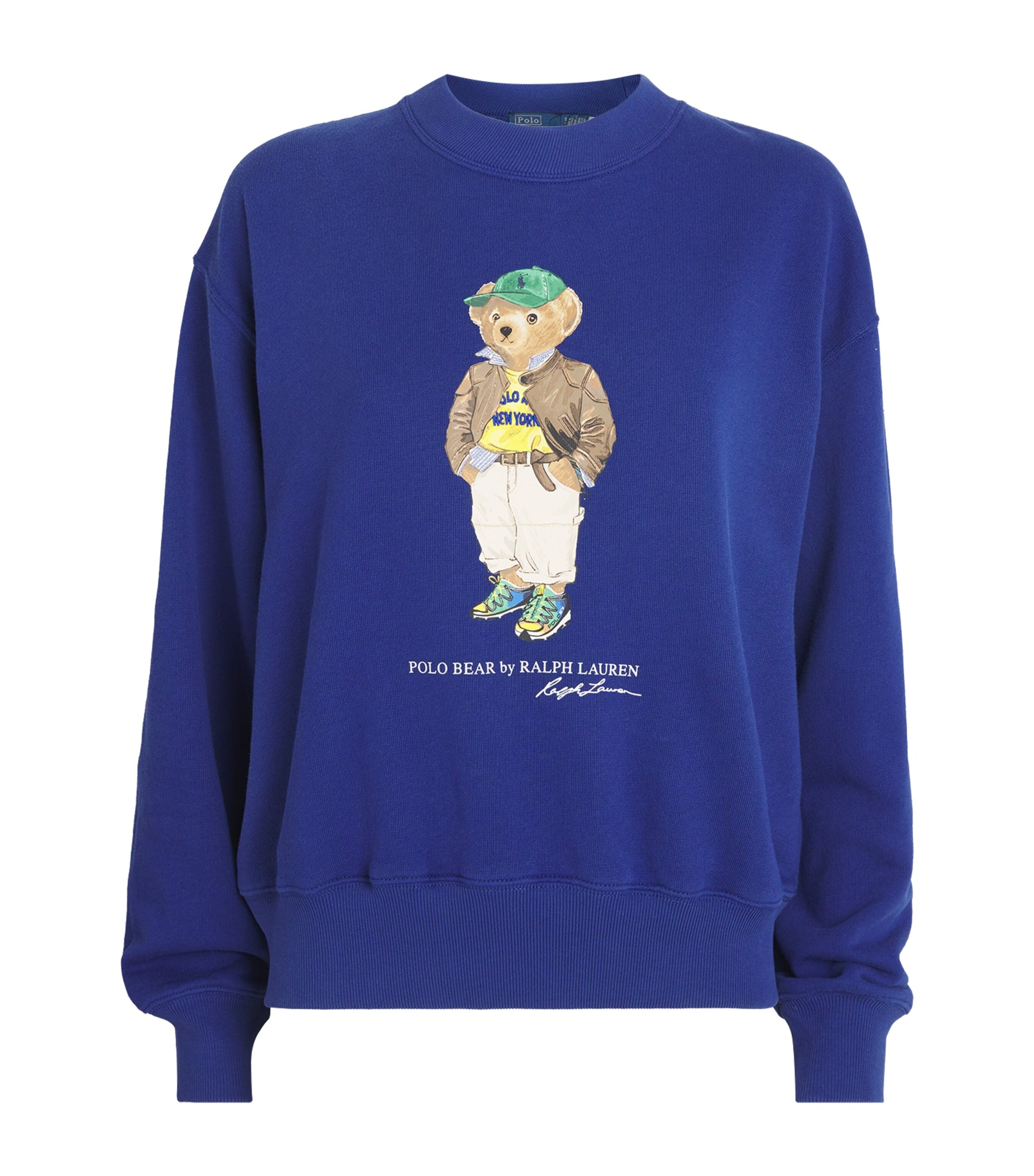 Blue Cotton-Blend Polo Bear Sweatshirt