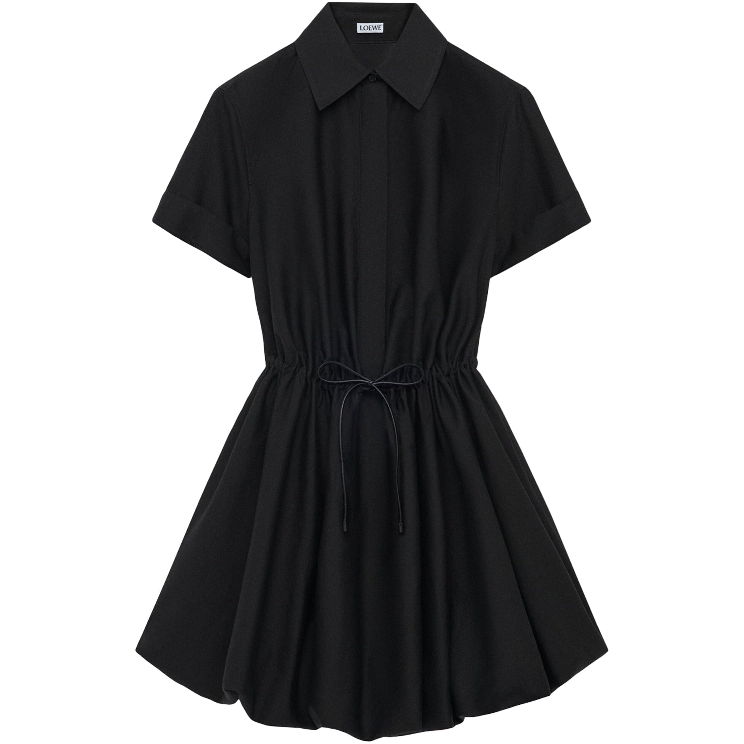 LOEWE Black Tie-Waist Mini Shirt Dress