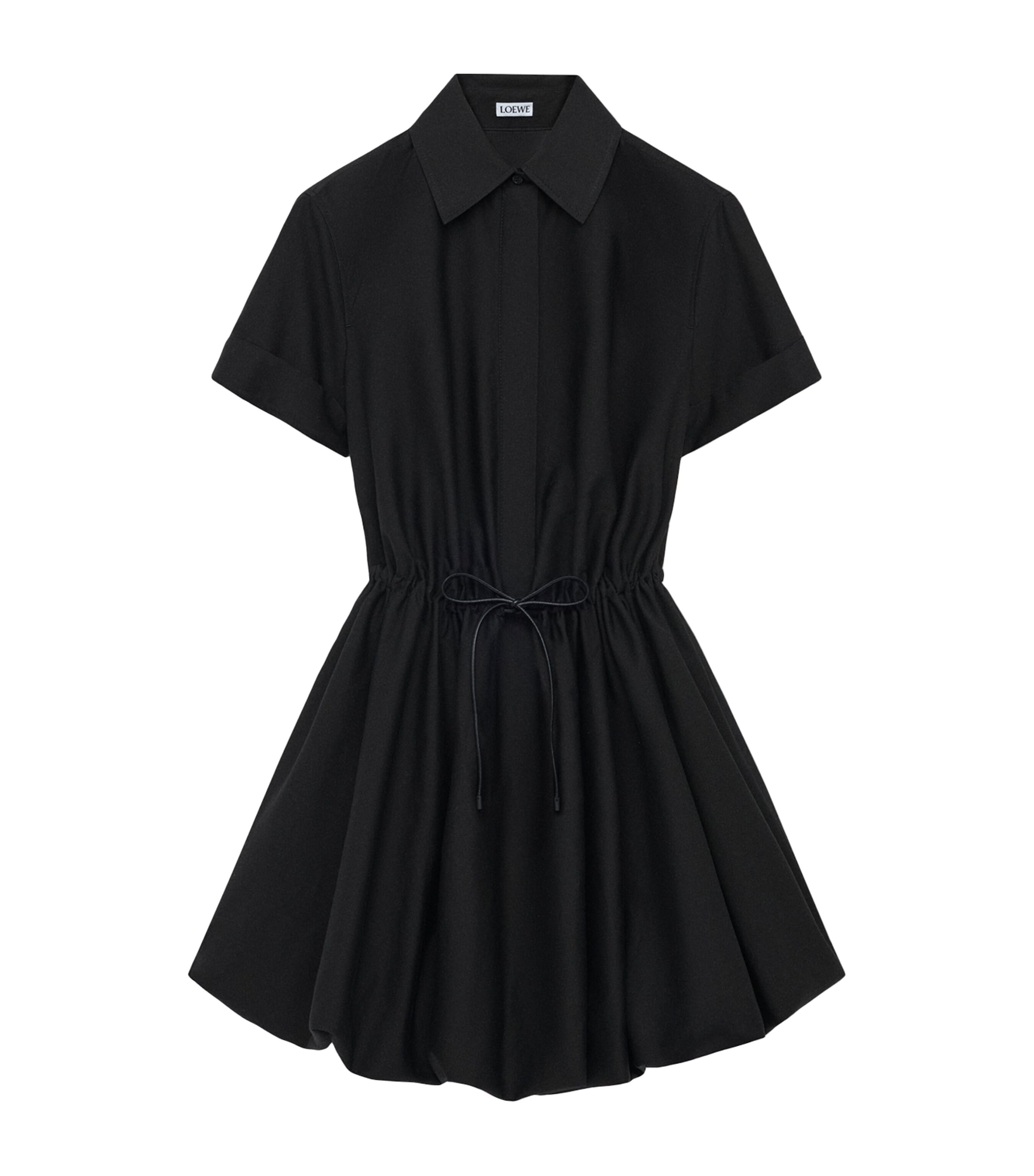 LOEWE Black Tie-Waist Mini Shirt Dress