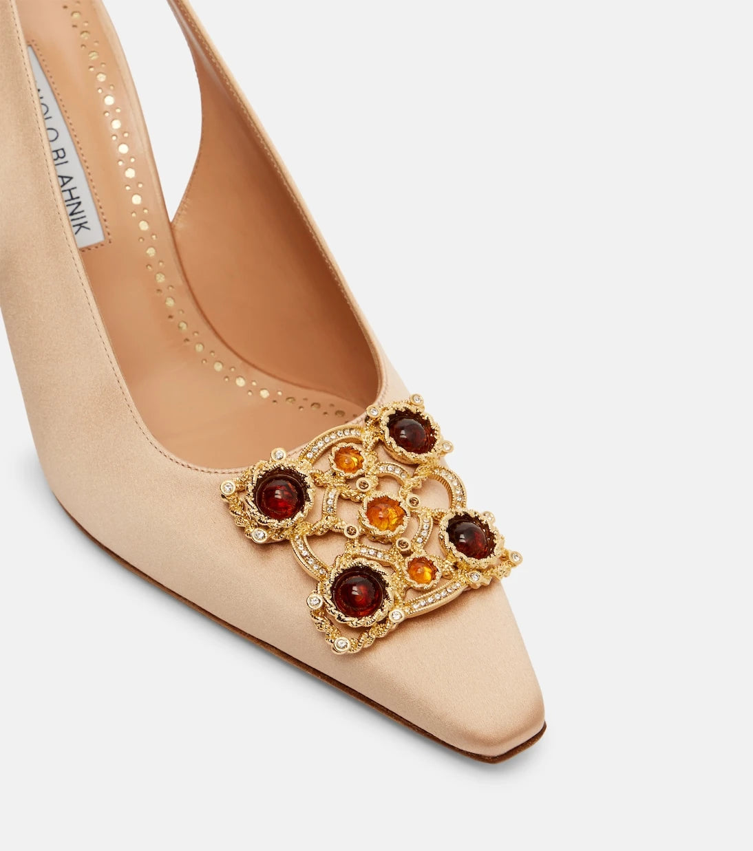 Manolo Blahnik - Cupida 70 embellished satin slingback pumps