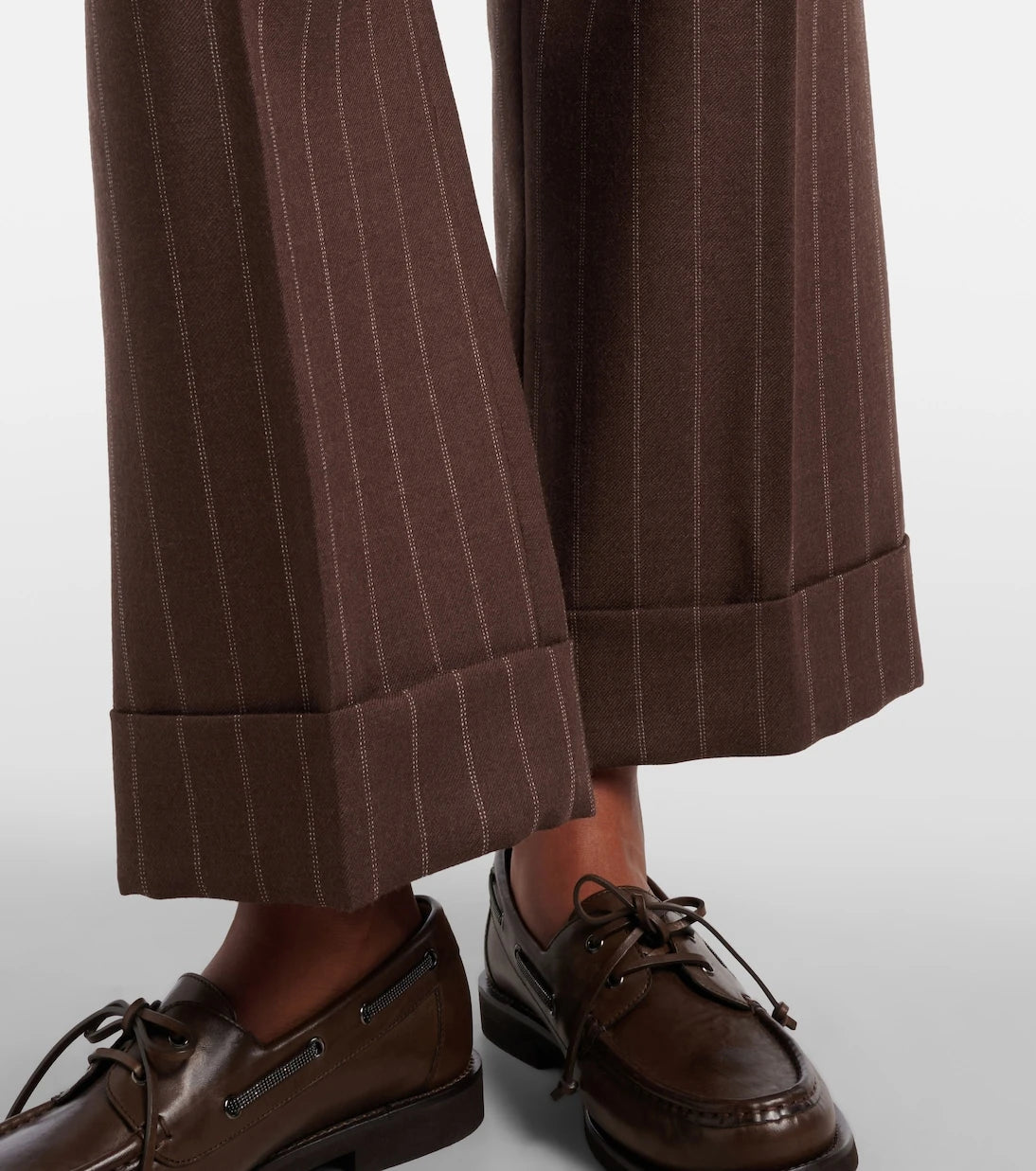 Brunello Cucinelli - Chalk stripe wool cropped flared pants