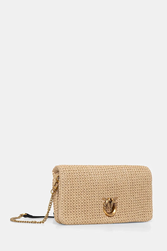 Örgü kumaşlı Pinko kadın clutch