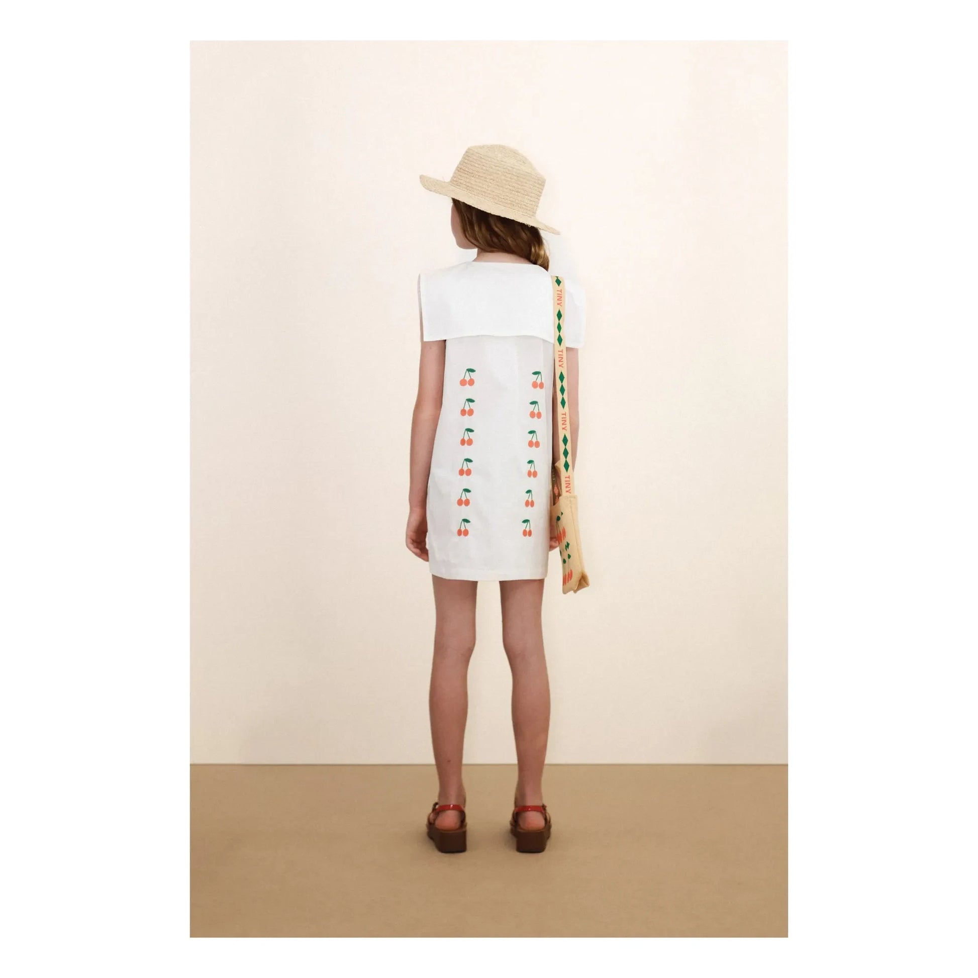 Tinycottons - Cerises collar dress | White