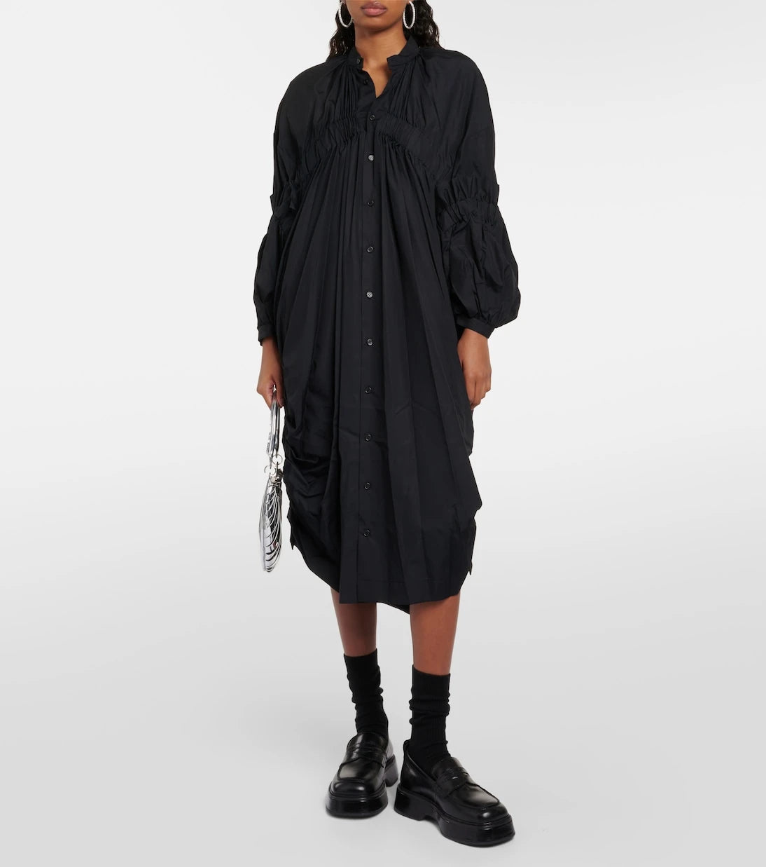Noir Kei Ninomiya - Draped cotton midi dress