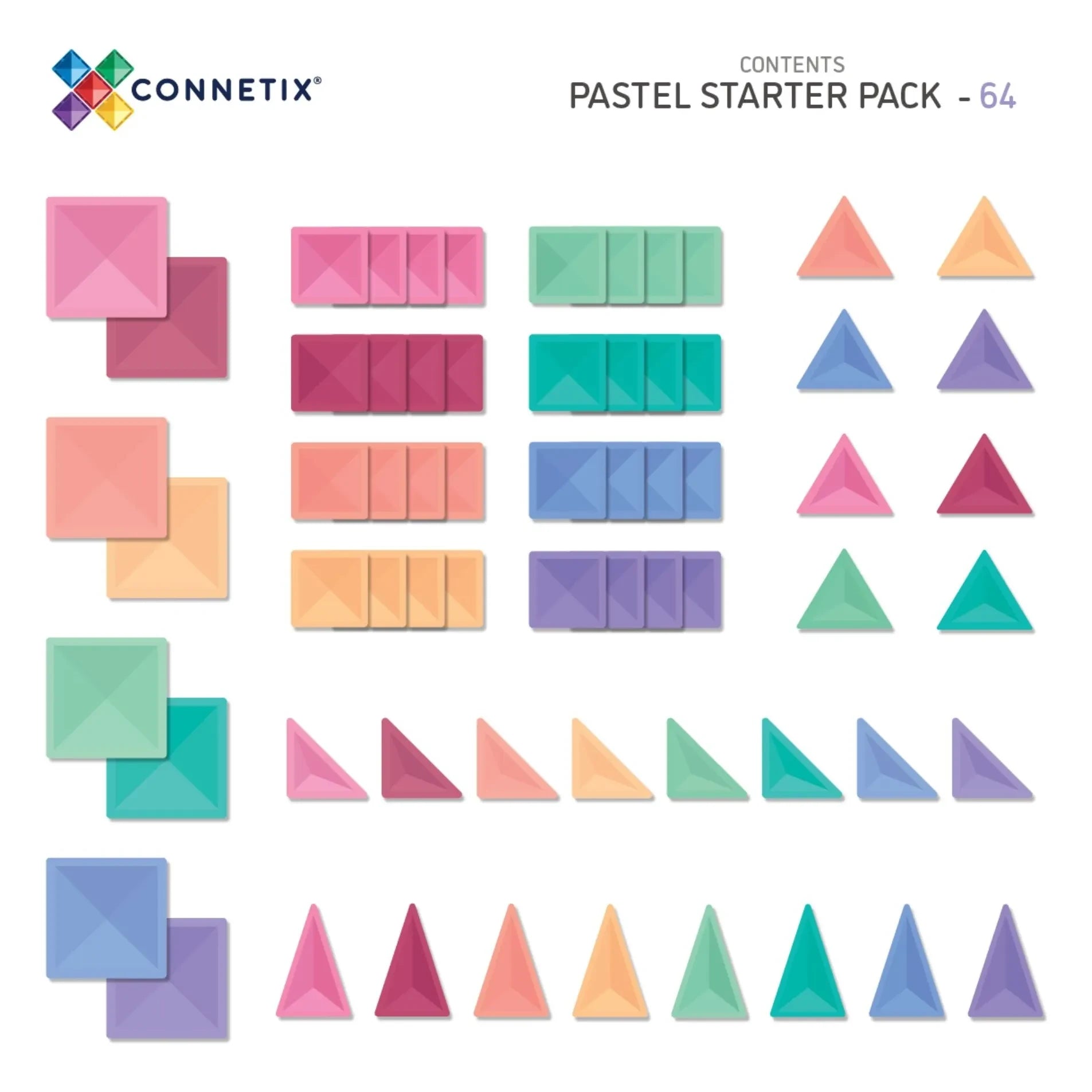 Connetix - Starter pack - 64 pieces | Pastel
