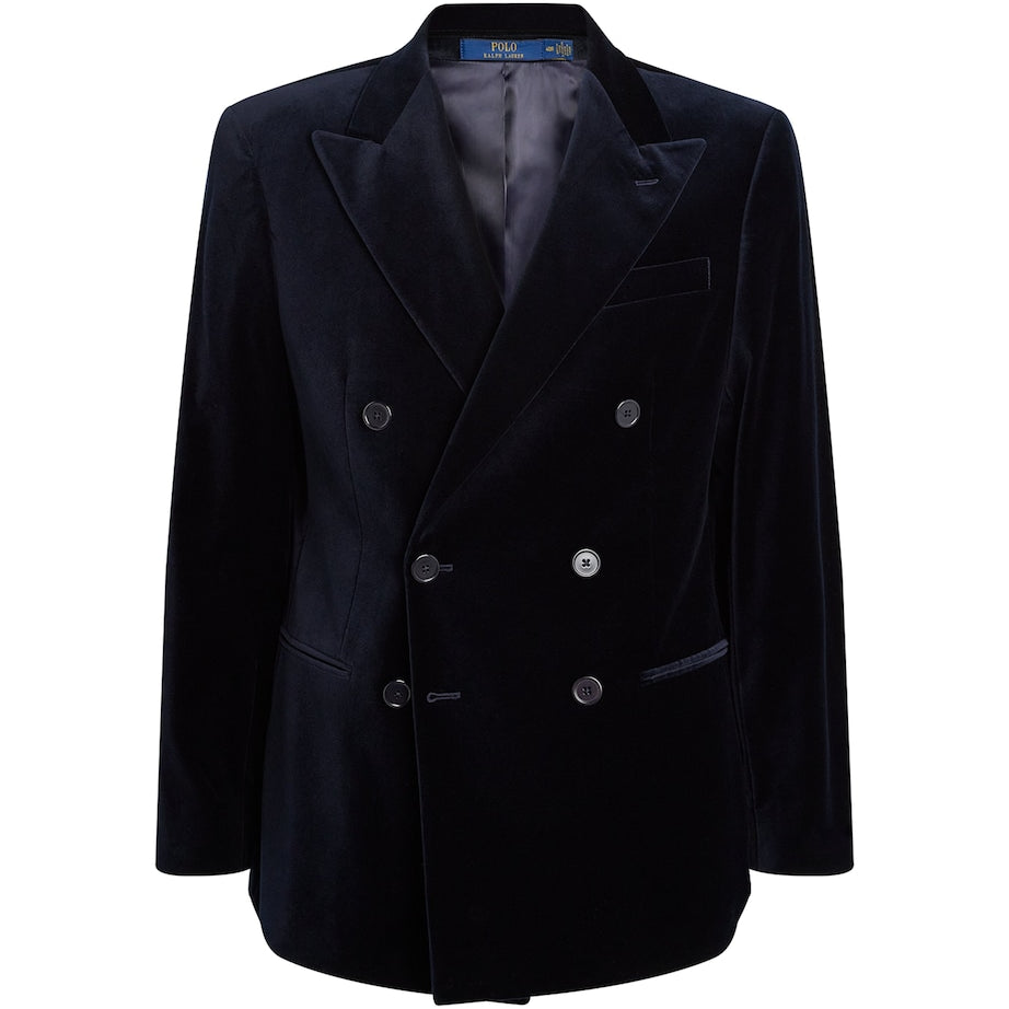 Velvet Double Breasted Blazer NAVY