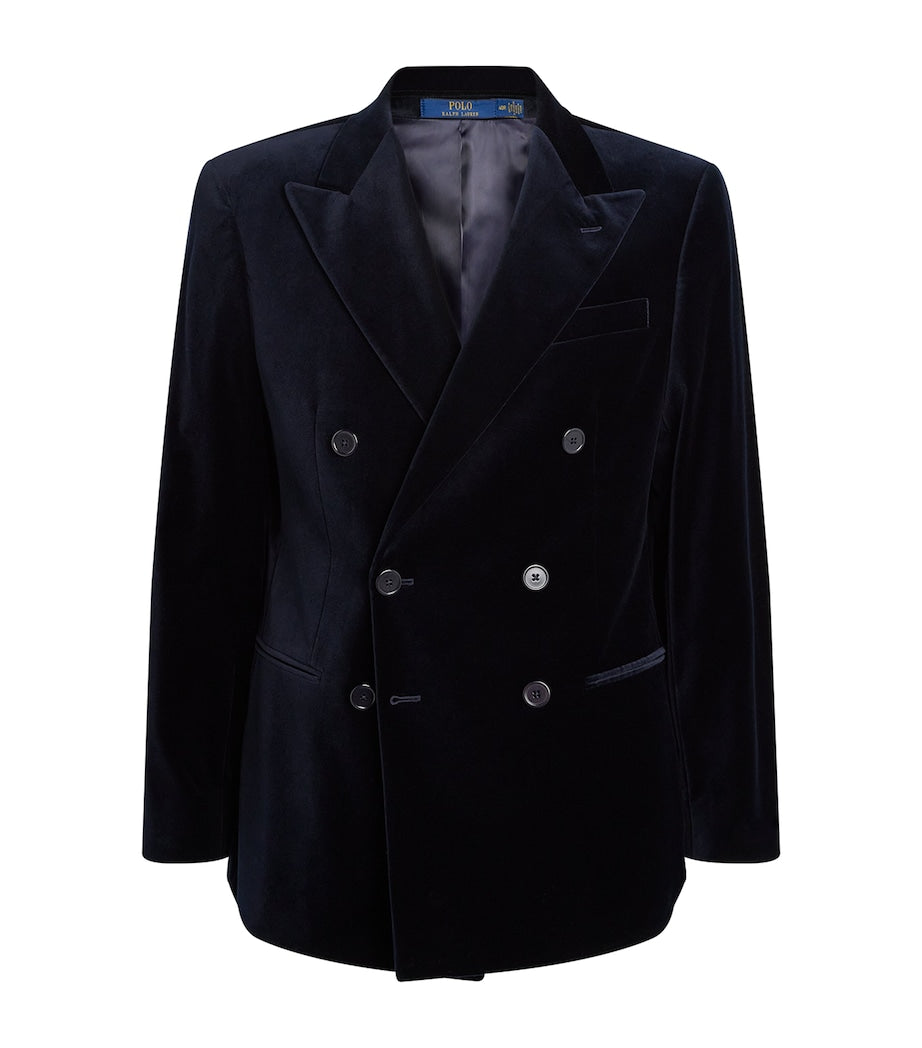 Velvet Double Breasted Blazer NAVY