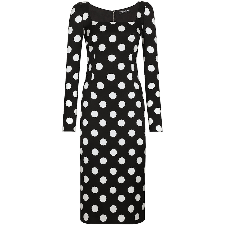 Dolce & Gabbana Multi Silk Polka-Dot Bodycon Dress