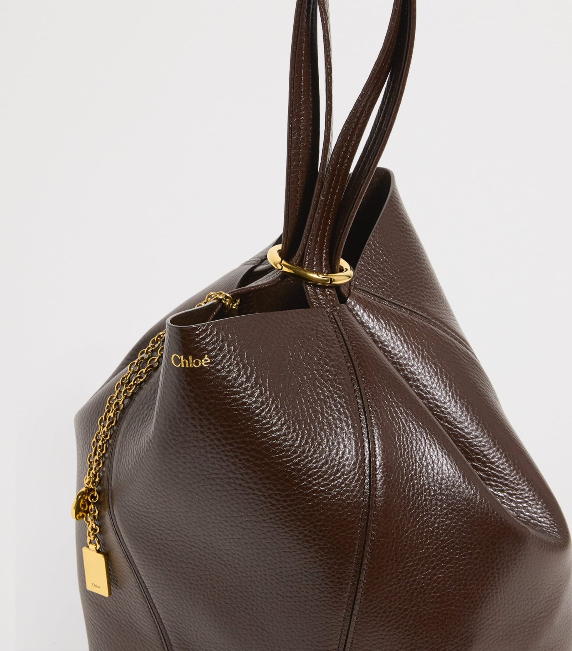 Brown Medium Calfskin Spin Tote Bag