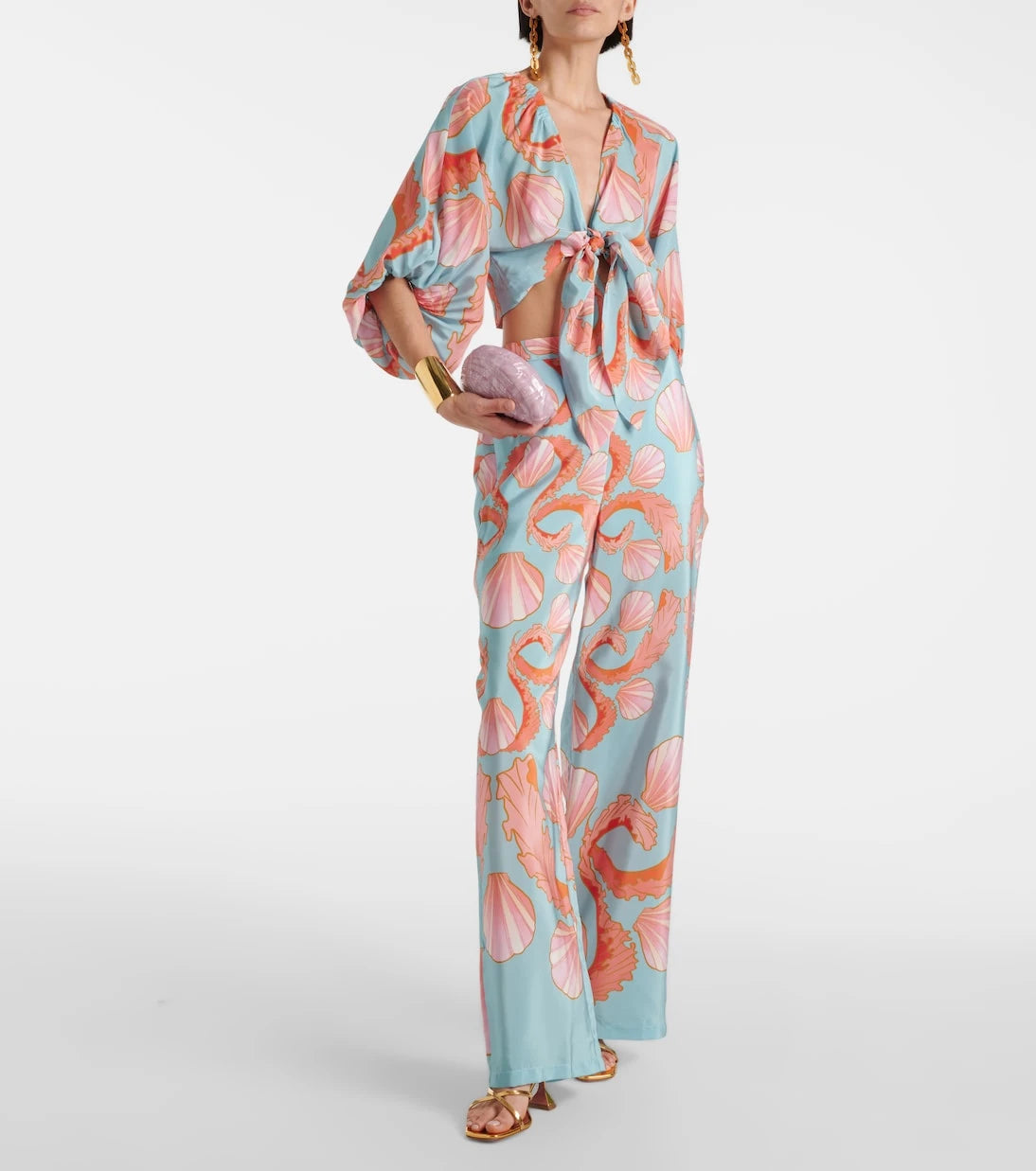 Adriana Degreas - Printed high-rise silk wide-leg pants
