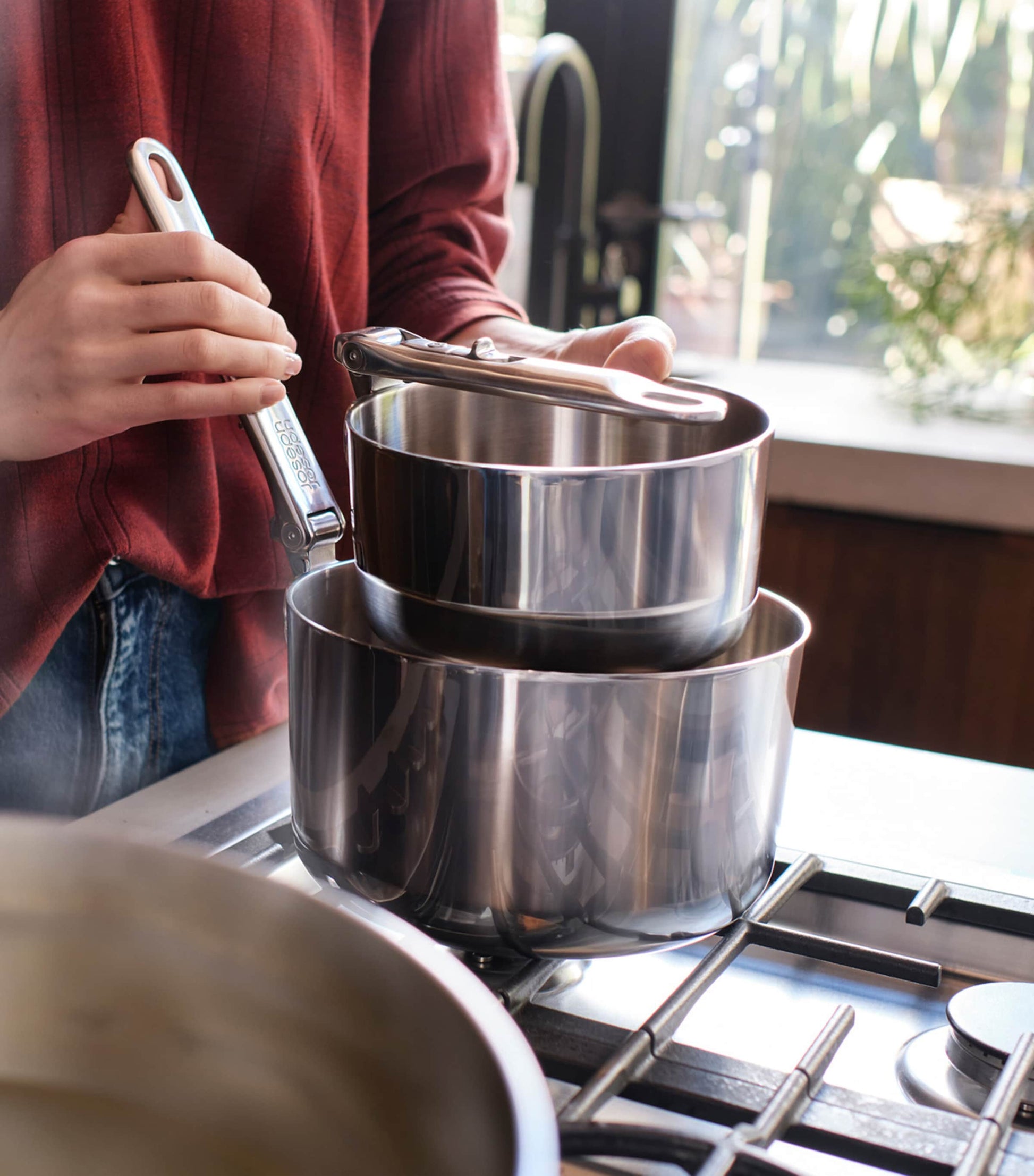 Joseph Joseph Space Steel Folding-Handle 3-Piece Saucepan Set