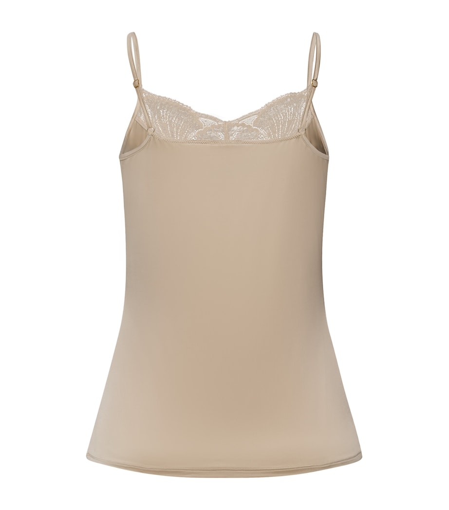 Hanro Beige Satin Lace-Trim Lilith Camisole