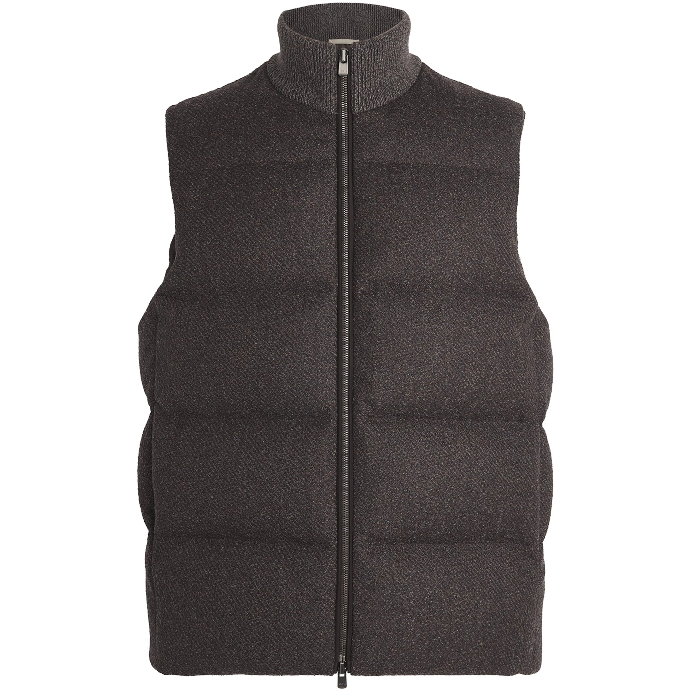 Agnona Brown Wool-Blend Padded Gilet