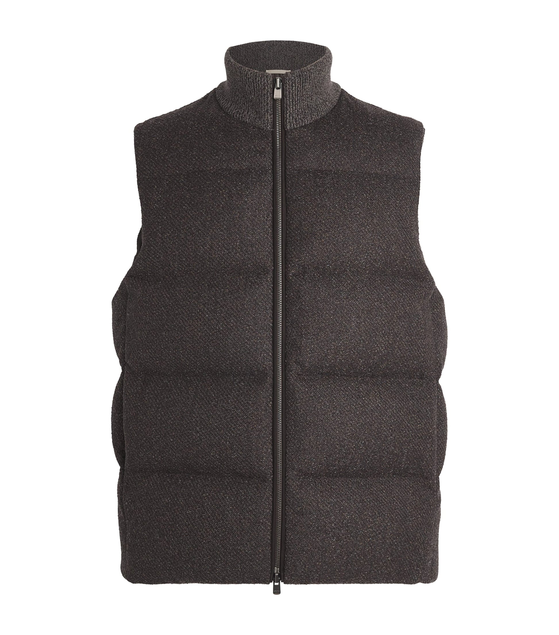 Agnona Brown Wool-Blend Padded Gilet