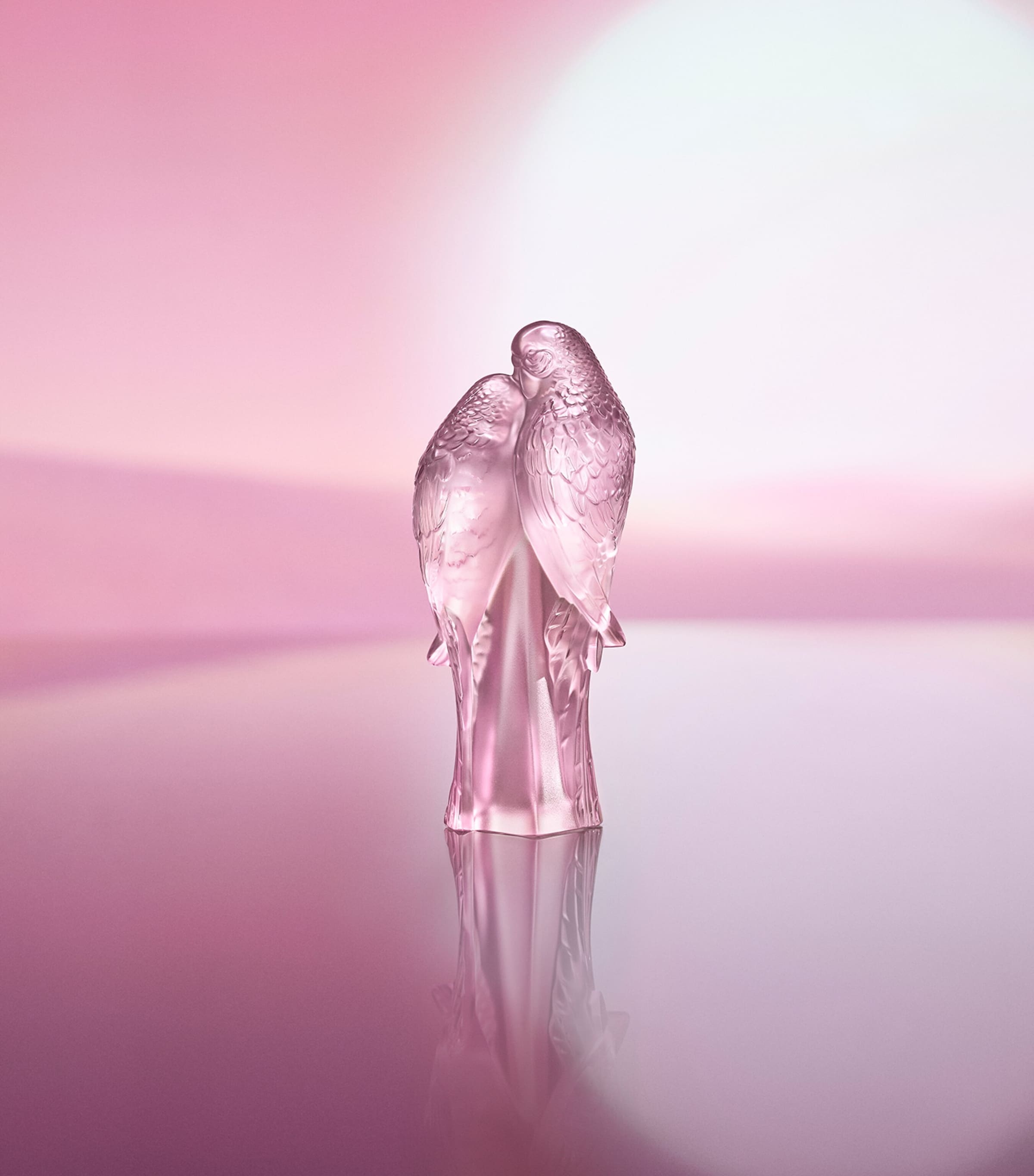 Rose Nebula Two Parakeets Sculpture