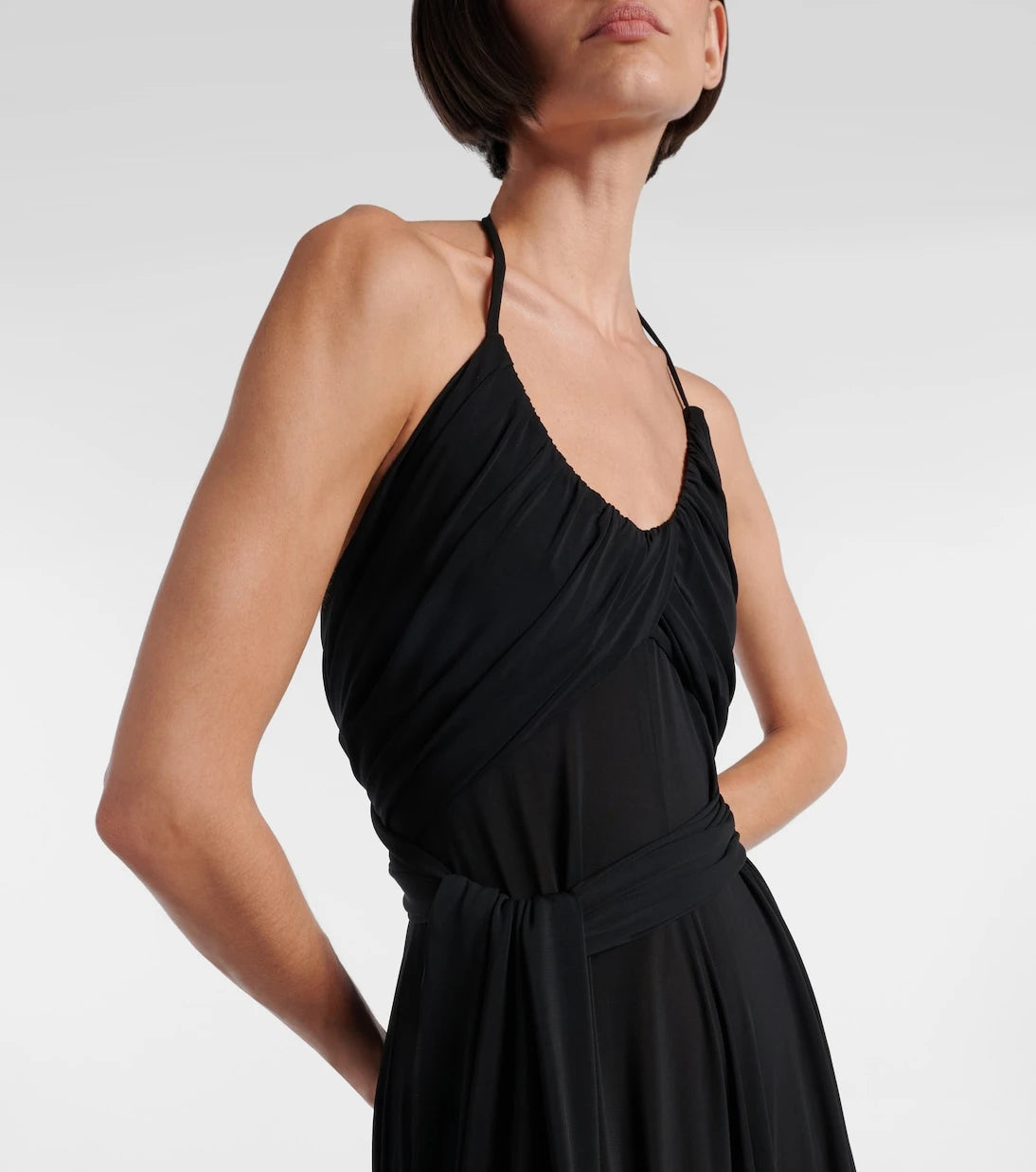 Alaïa - Cross draped gathered maxi dress