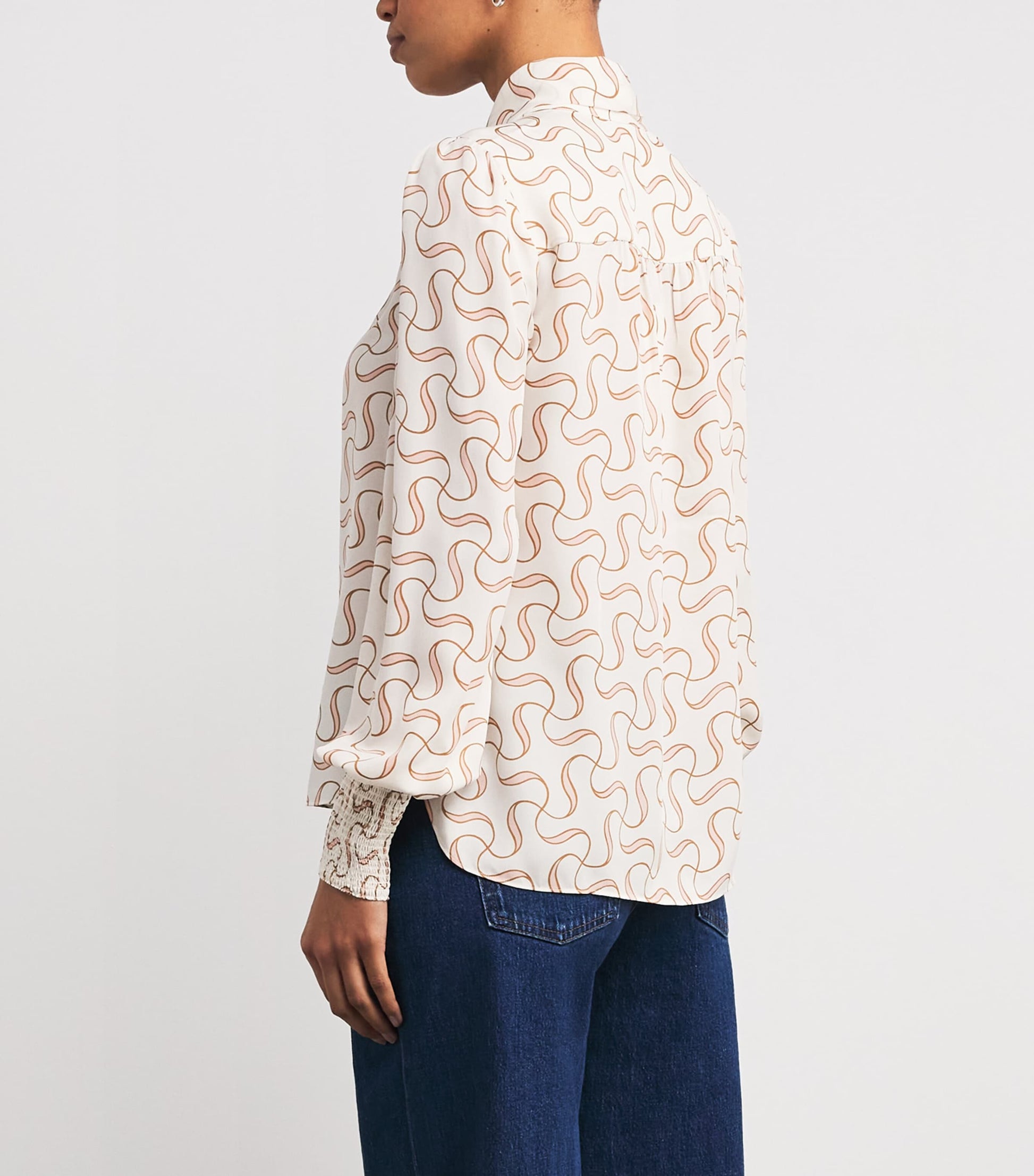 ME+EM Ivory Silk Patterned Blouse
