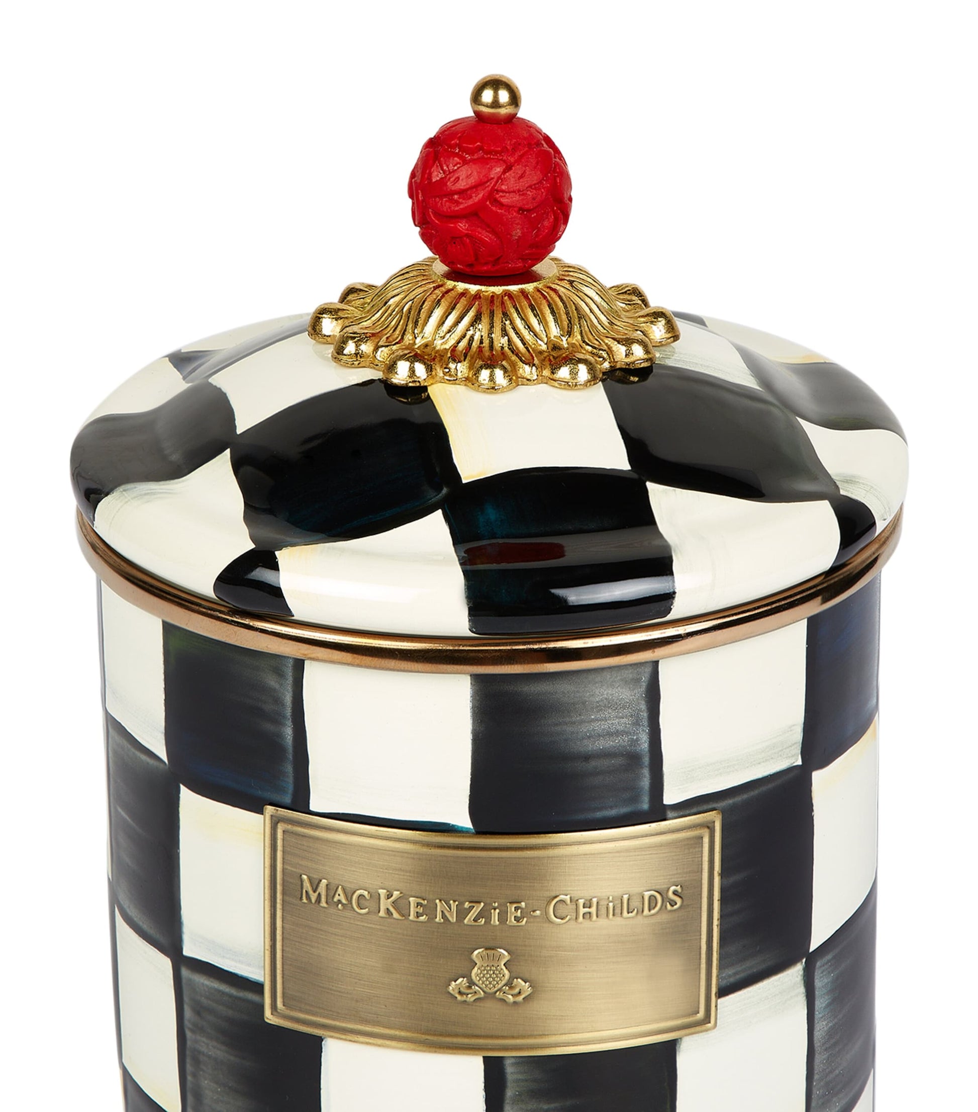 Small Courtly Check Enamel Canister