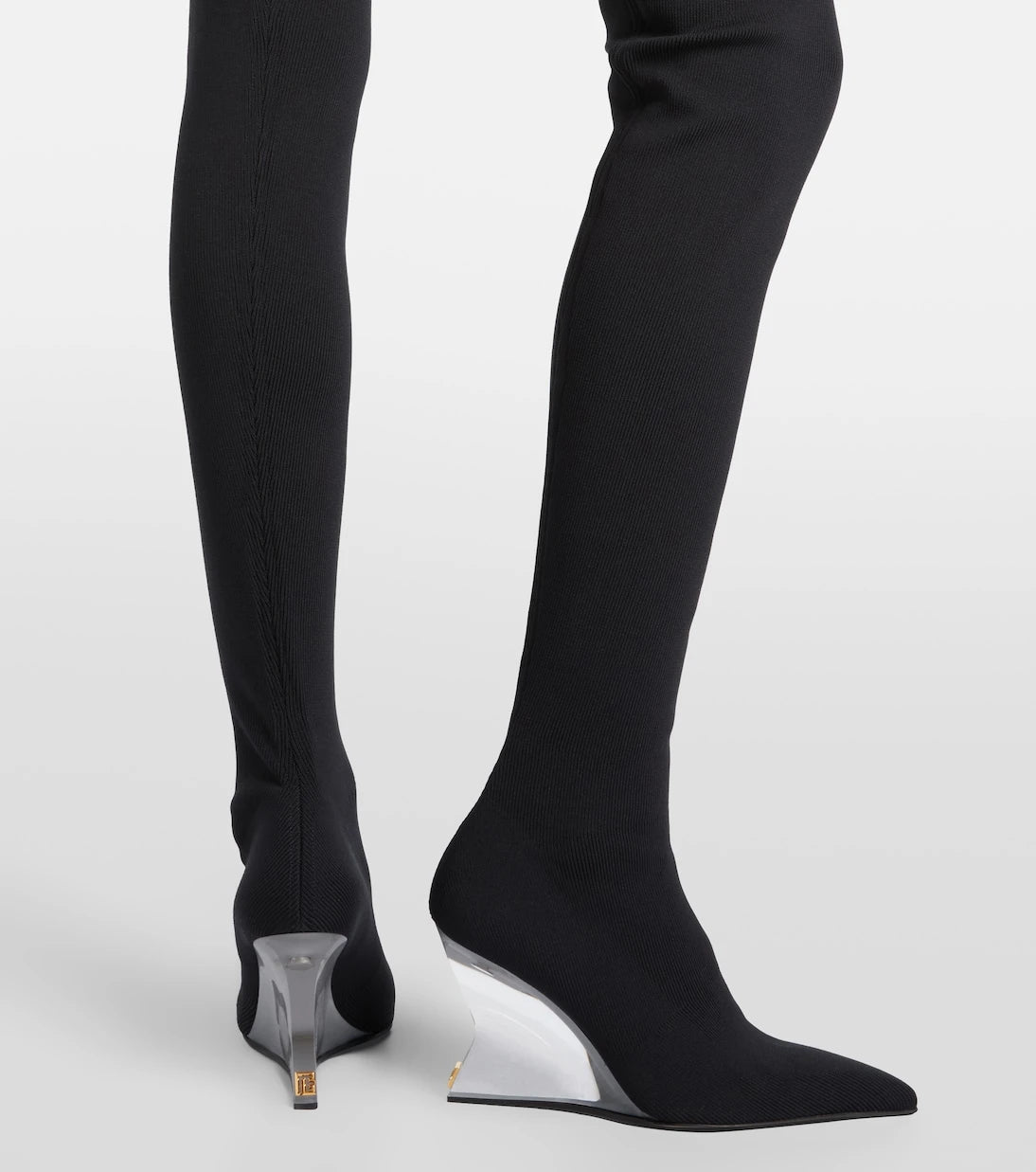 Balmain - Knitted wedge over-the-knee boots