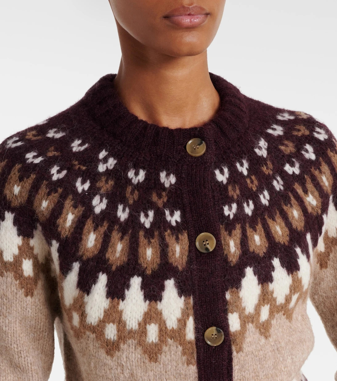 Veronica Beard - كارديجان Christina Fair Isle المصنوع من مزيج الألبكة