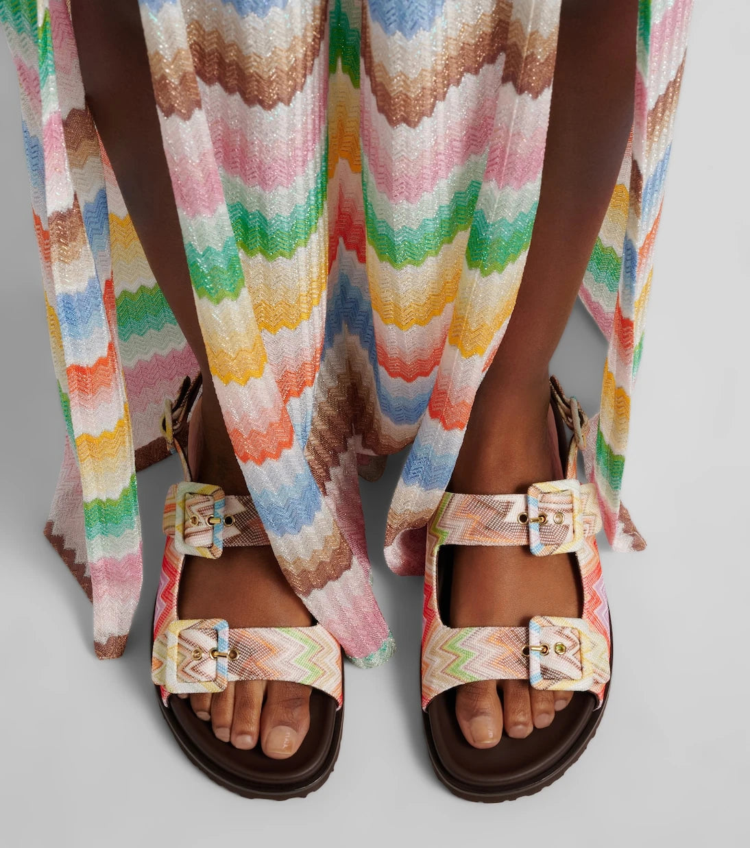 Missoni - صندل ميا زيجزاج ذو الكعب العالي والحزام الخلفي