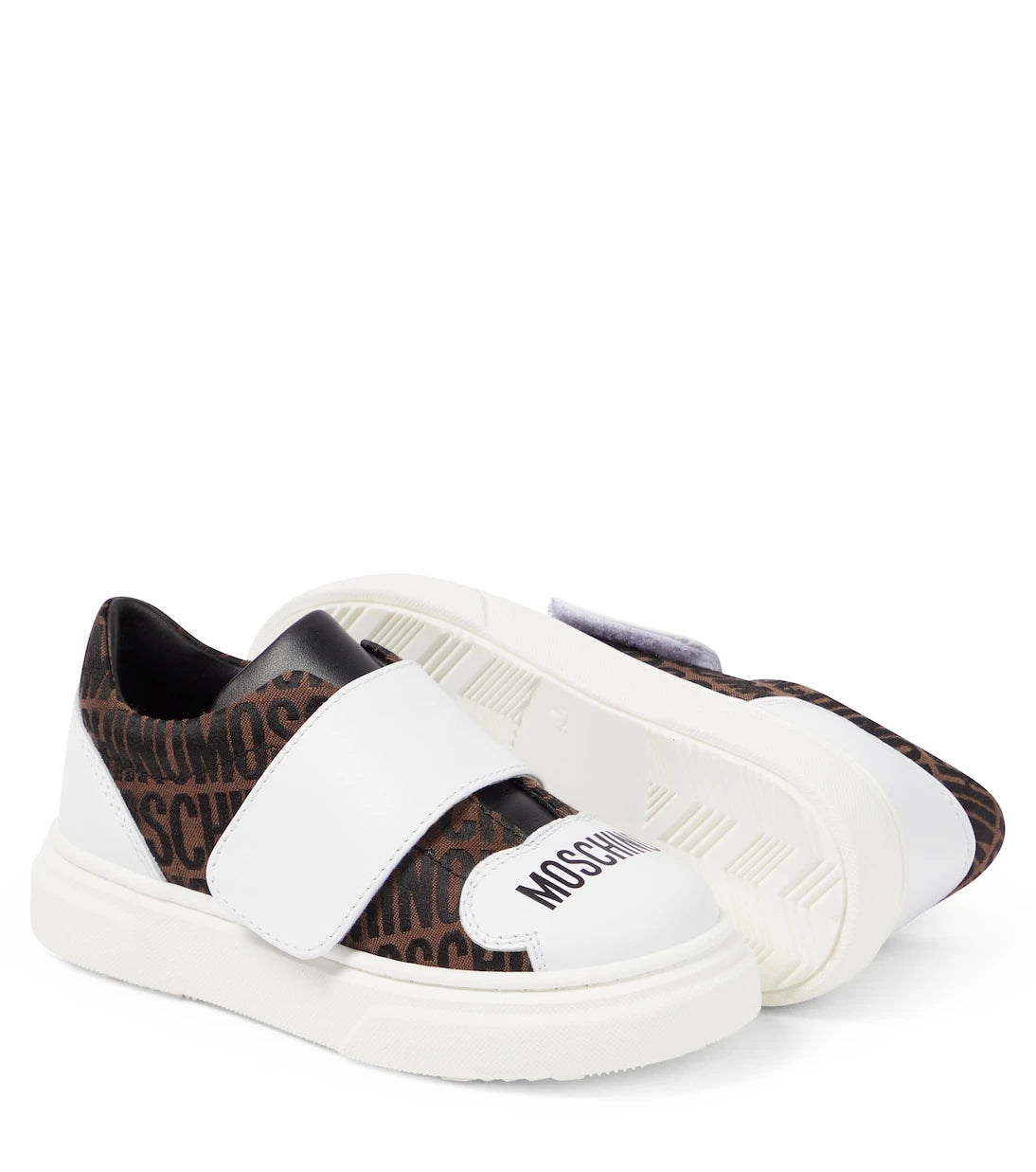 Moschino Kids - Logo leather-trimmed sneakers