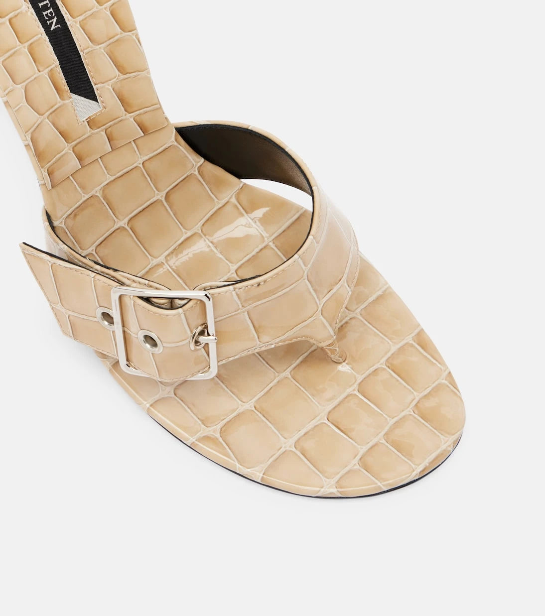 Christen - Helix 95 croc-effect patent leather mules
