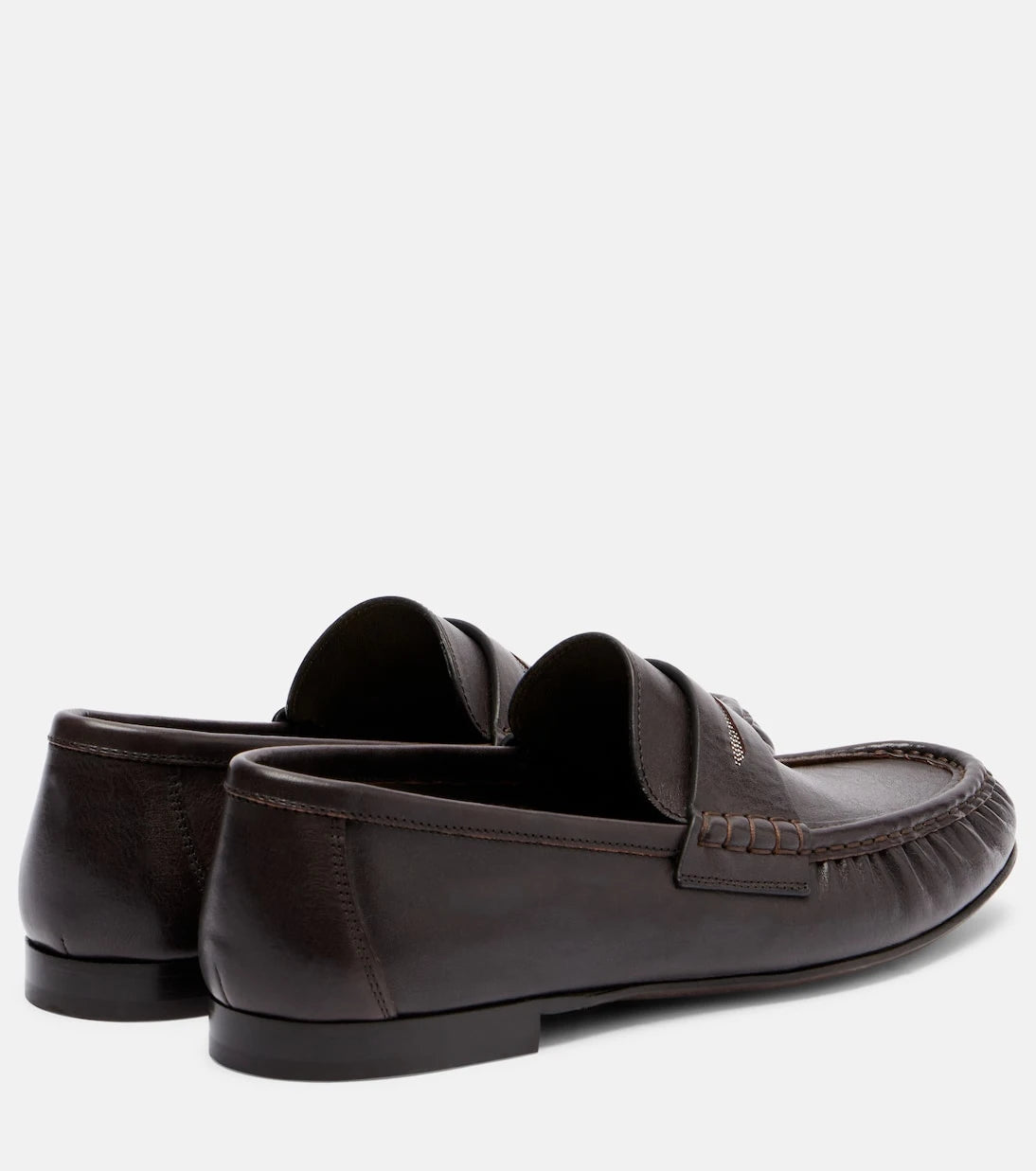 Brunello Cucinelli - Monili leather penny loafers