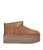 UGG Brown Suede Classic Ultra Mini Platform Boots