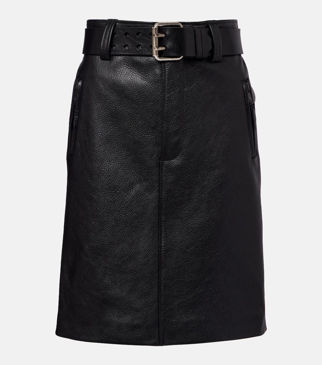 Saint Laurent - Belted leather pencil skirt