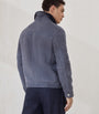 Brunello Cucinelli Blue Suede-Shearling Four-Pocket Jacket