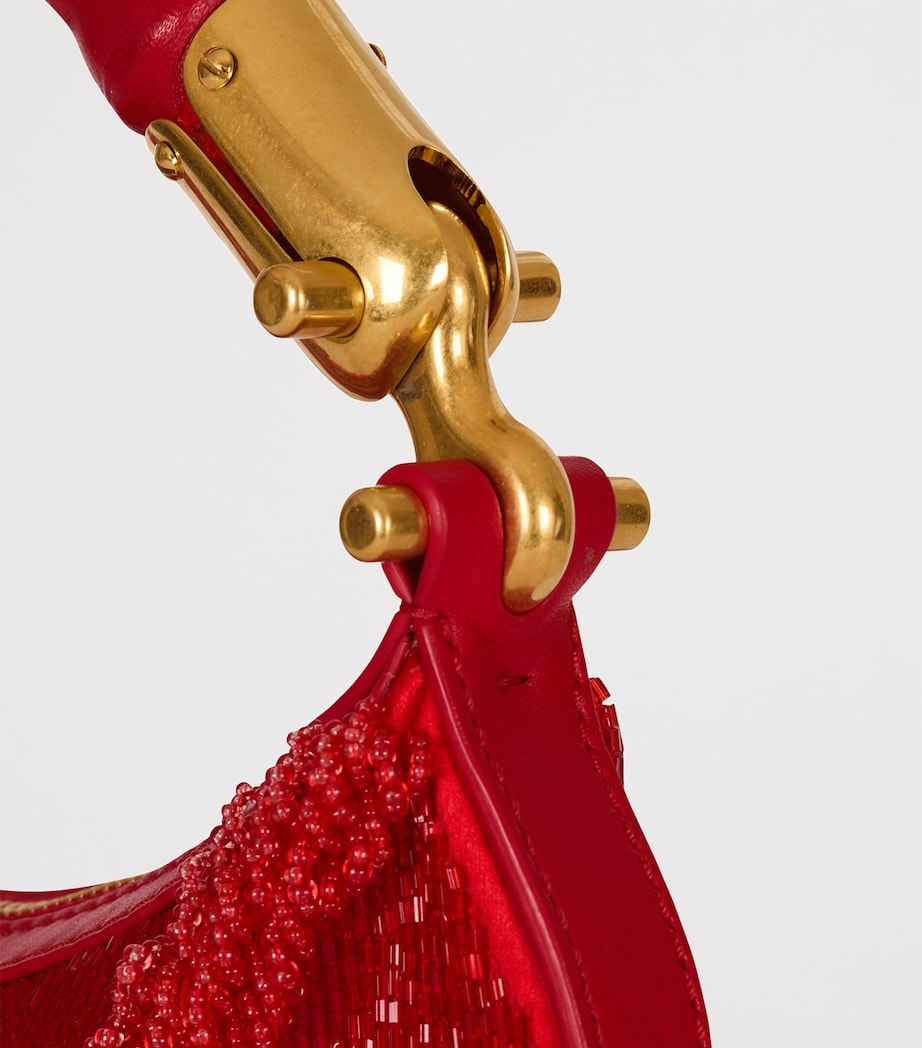 Balmain Red Mini Zebra-Print Ebene Top-Handle Bag