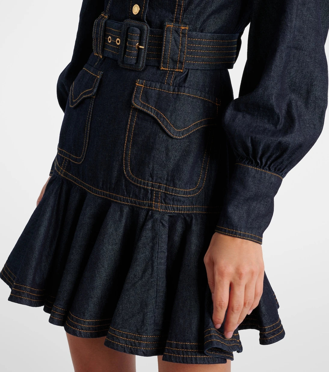Zimmermann - Bow-detail cotton denim minidress