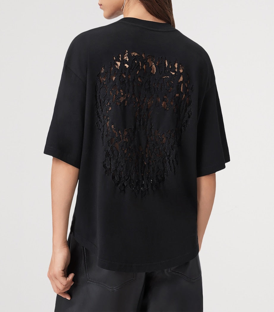 Black Cotton Craneo Amelie T-Shirt