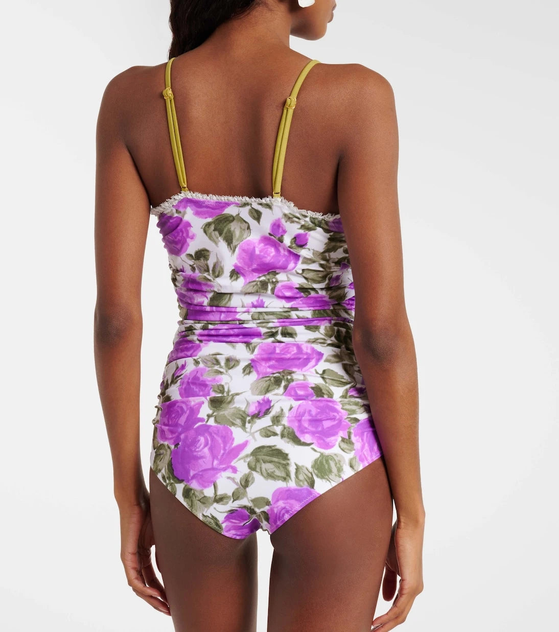 Chloé - Floral ruched lace-trimmed swimsuit