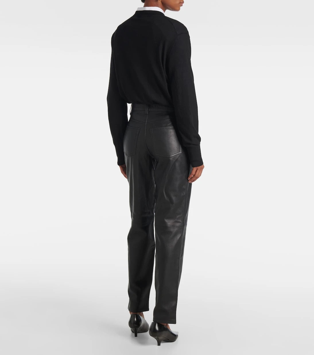 Toteme - Mid-rise leather straight pants