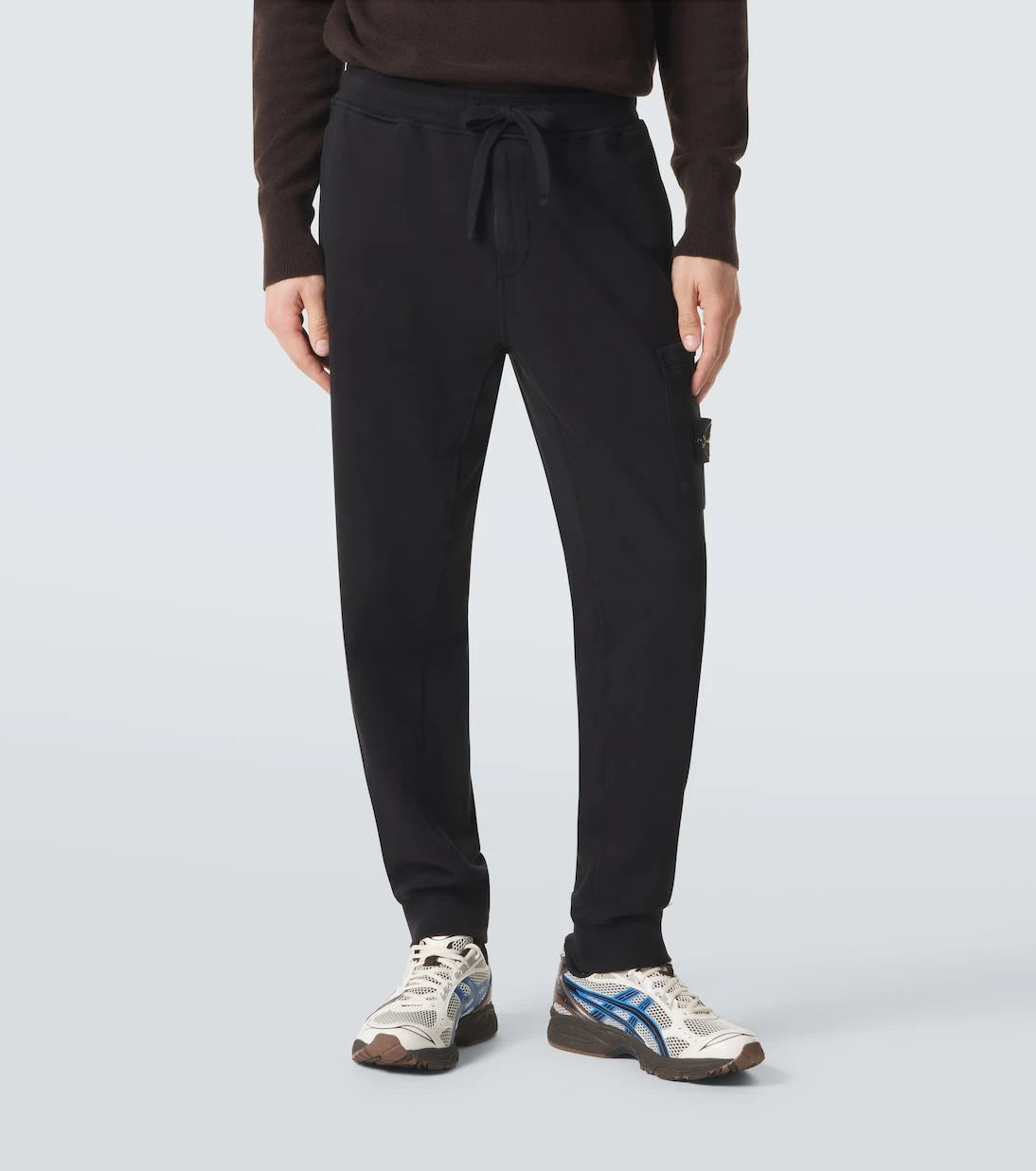 Stone Island - بنطال رياضي صوف قطني بتصميم بوصلة