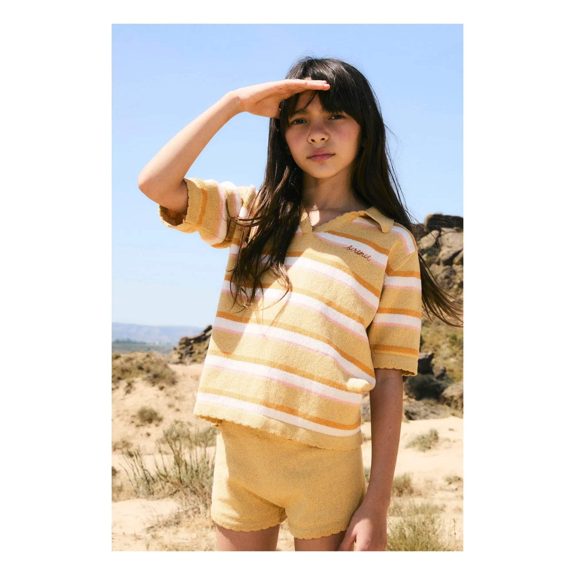 birinit - Striped polo shirt | Sand