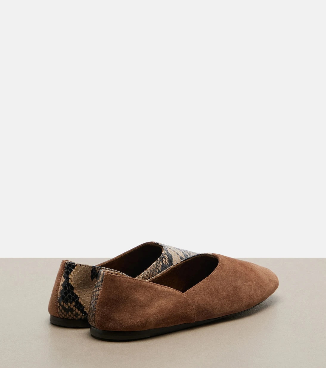 Khaite - Jane snake-effect leather and suede ballet flats