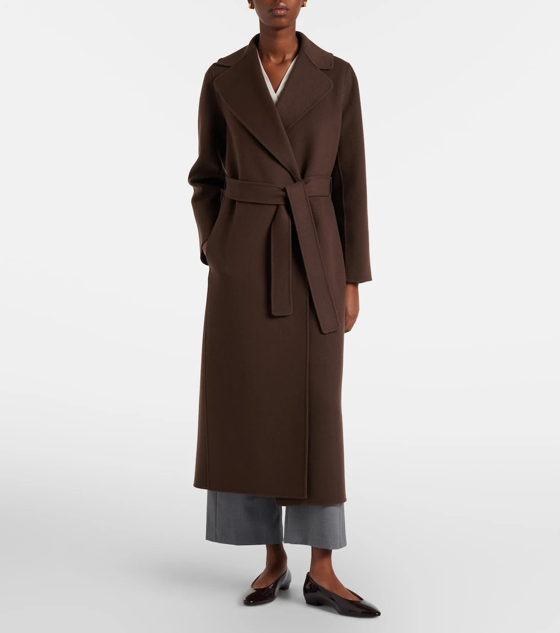 'S Max Mara - معطف بولدو من صوف الفيرجن ملفوف