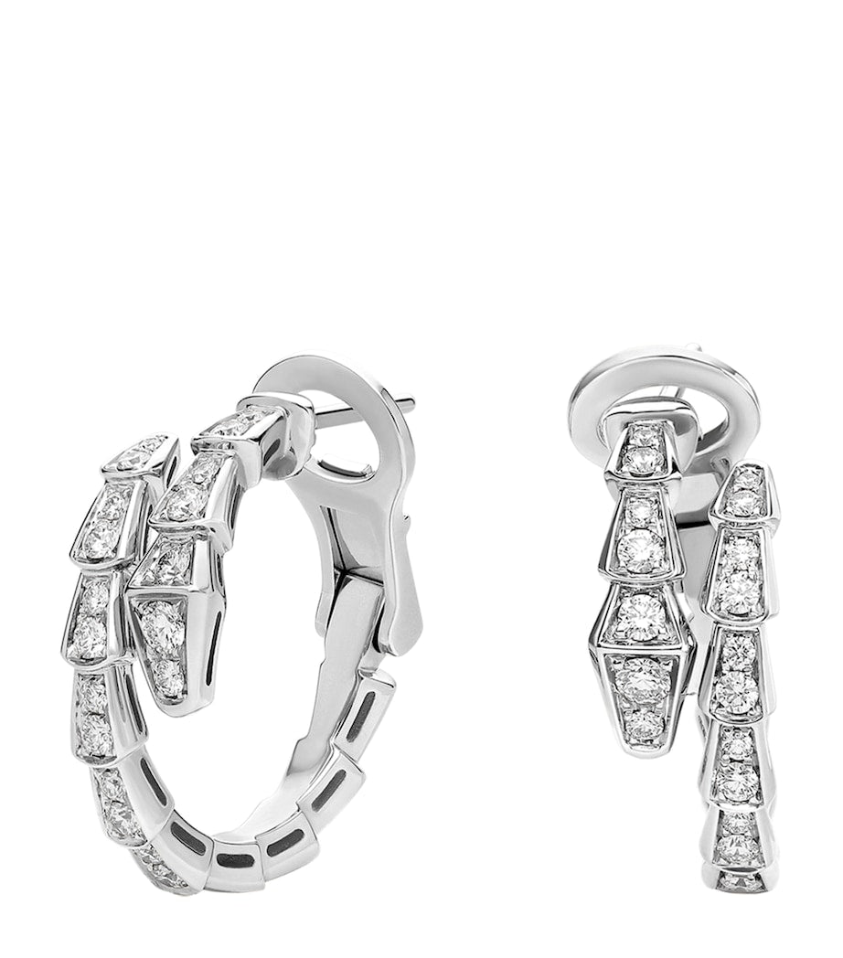 White Gold and Diamond Serpenti Viper Hoop Earrings