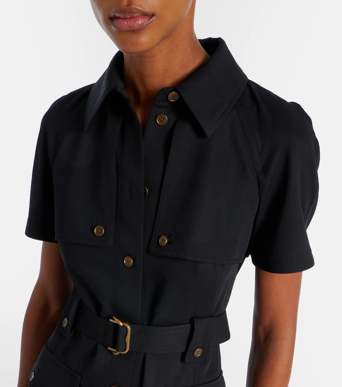 Burberry - Belted wool shirt dress