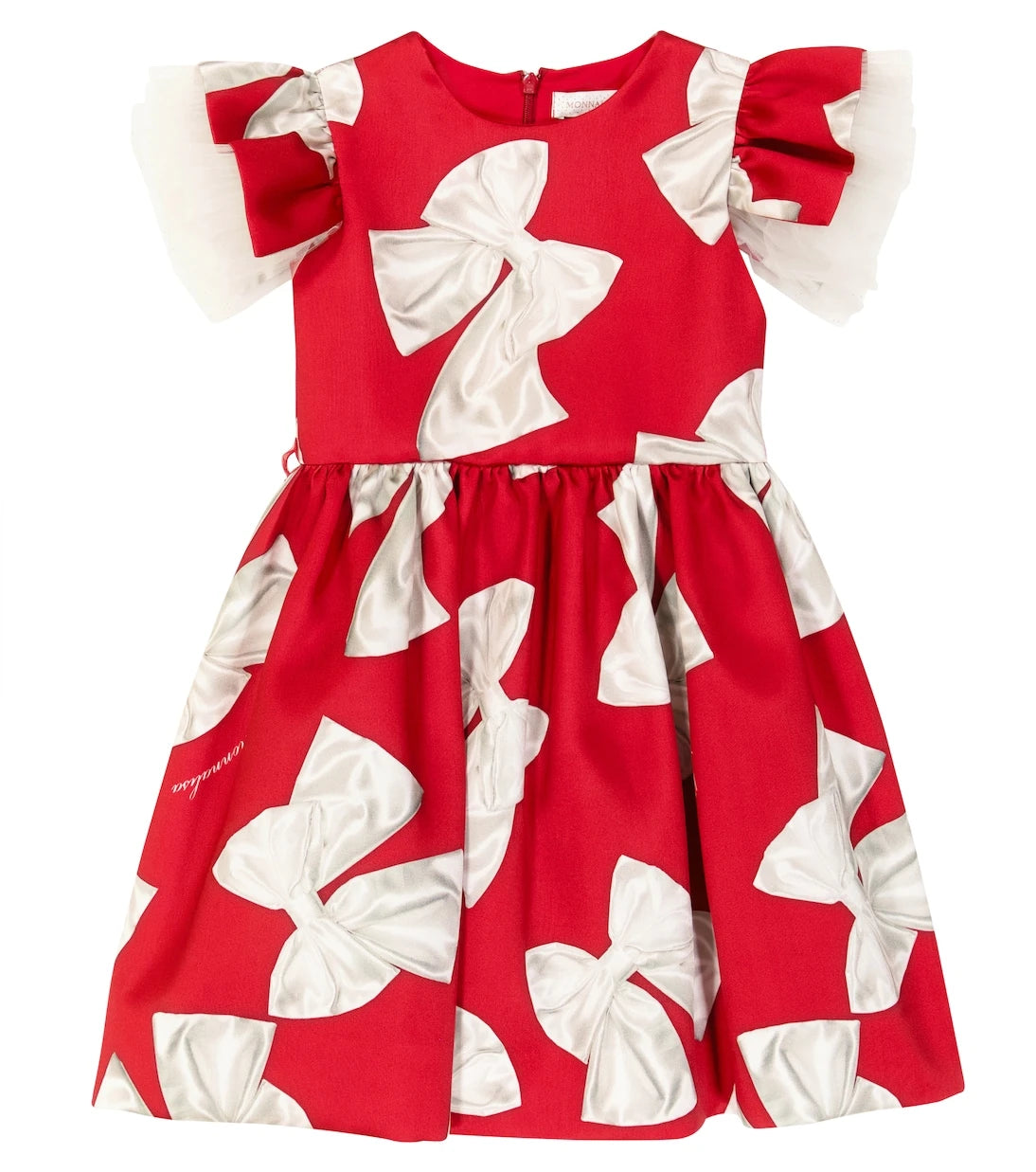 Monnalisa - Bow-printed belted dress