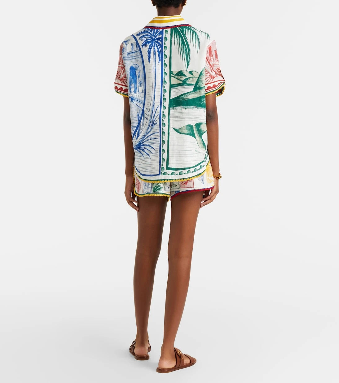 Farm Rio - Brasil Vintage printed linen-blend shorts