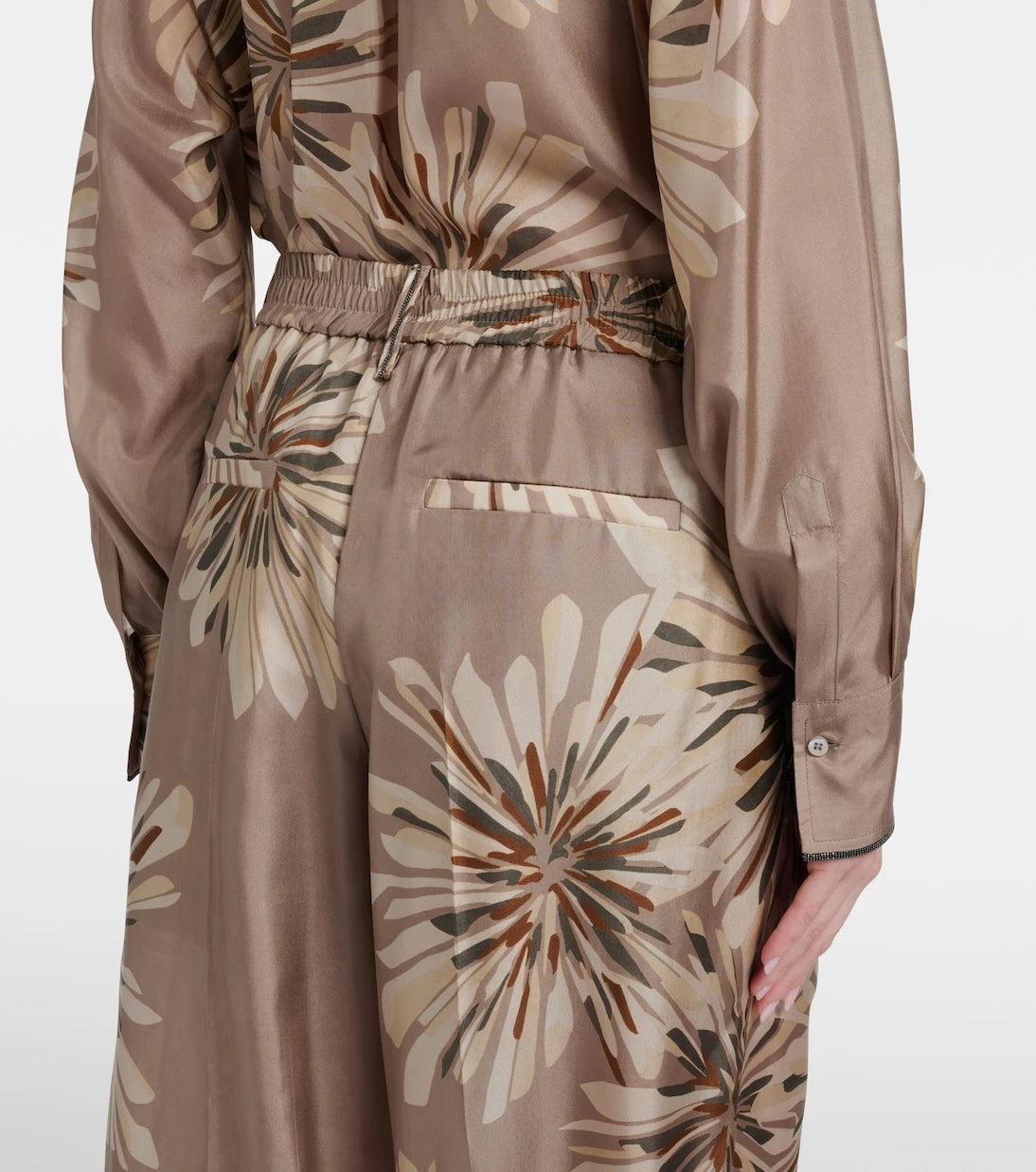 Brunello Cucinelli - Floral silk pongee wide-leg pants