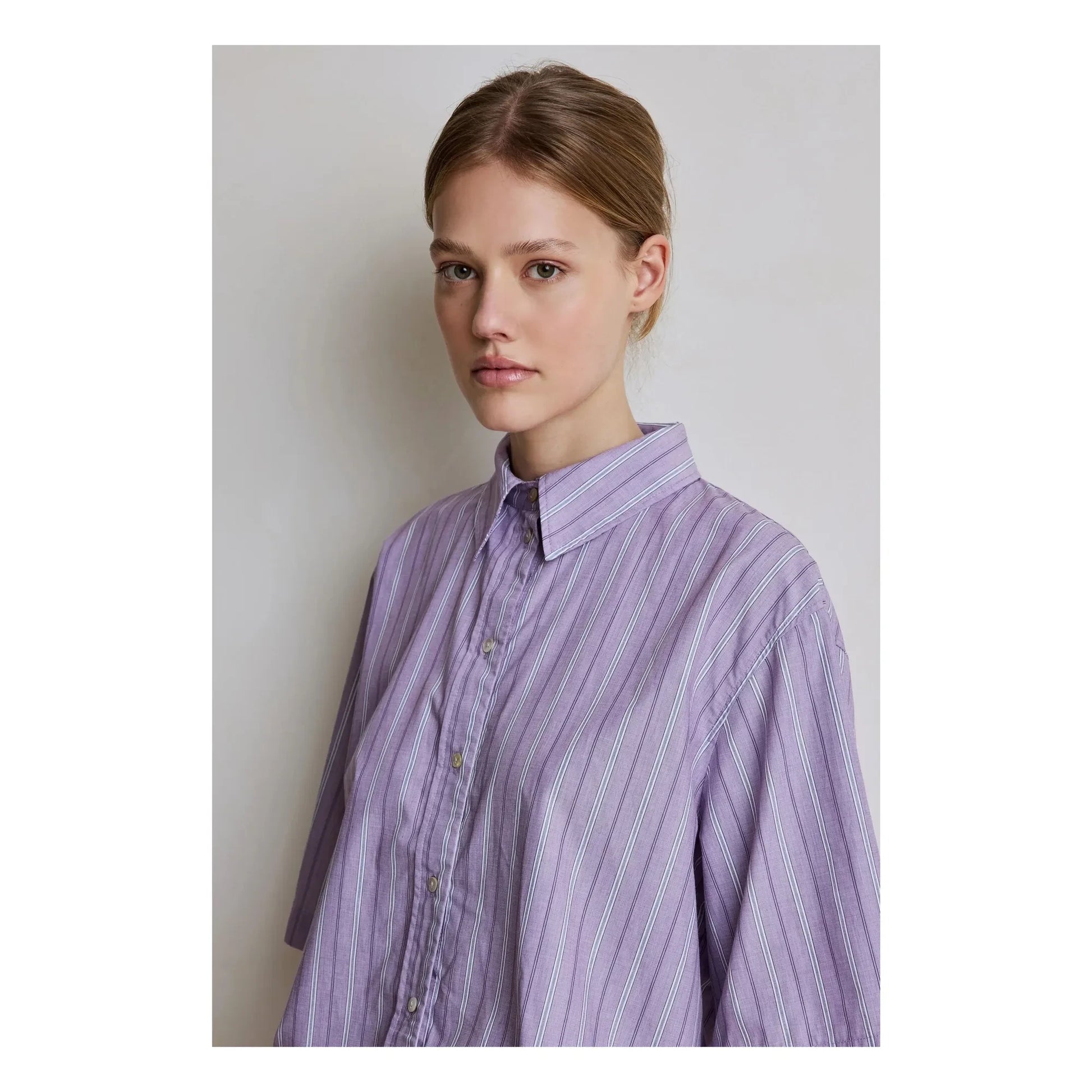 Hod - Selena Cotton Stripe Shirt | Lilac